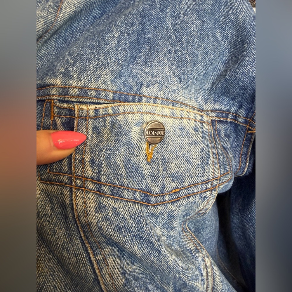 Vintage 1980s ACA-JOE Denim Trucker Jacket Fabric Lined Men's S-M Hong-Kong - Picture 6 of 16